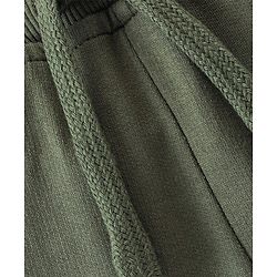 Babyhug Cotton Looper Knit Lounge Pant Text Print - Olive Green