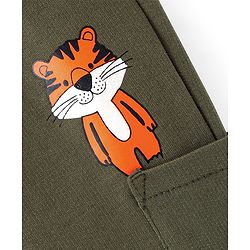 Babyhug Cotton Looper Knit Lounge Pant Fox Print - Olive Green