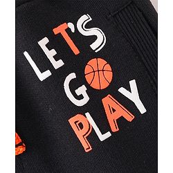 Babyhug Cotton Looper Knit Full Length Track Pant Basketball Print - Black