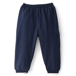 Babyhug Cotton Looper Full Length Track Pant Soccer Print - Navy Blue