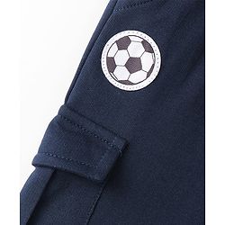 Babyhug Cotton Looper Full Length Track Pant Soccer Print - Navy Blue
