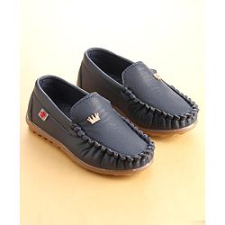 Cute Walk by Babyhug Slip On Loafer Shoes with Crown Applique- Blue