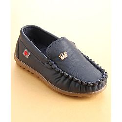 Cute Walk by Babyhug Slip On Loafer Shoes with Crown Applique- Blue