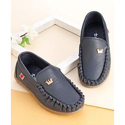 Cute Walk by Babyhug Slip On Loafers with Crown Applique- Blue