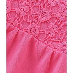 Babyhug Cotton Knit Sleeveless Singlet Top with Crotchet Detailing - Pink