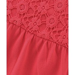 Babyhug Cotton Knit Sleeveless Singlet Top with Crotchet Detailing - Red
