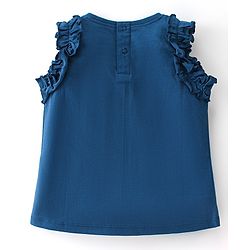 Babyhug 100% Cotton Knit Sleeveless Tee with Frill Detailing & Heart Applique -