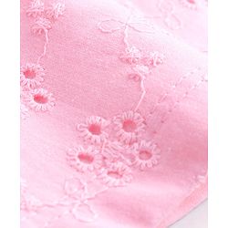 Babyhug Cotton Sleeveless Schiffli Cropped Top With Frill - Light Pink
