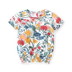 Babyhug 100% Cotton Knit Half Sleeves Top Floral Print-Off White