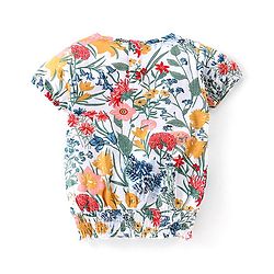 Babyhug 100% Cotton Knit Half Sleeves Top Floral Print-Off White