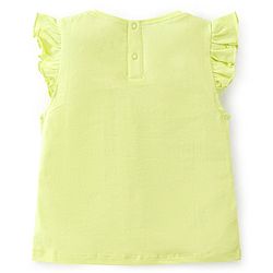 Babyhug 100% Cotton Knit Half Sleeves T-Shirt With Frill Detailing Mock Sling Bag Print- Green