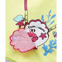 Babyhug 100% Cotton Knit Half Sleeves T-Shirt With Frill Detailing Mock Sling Bag Print- Green