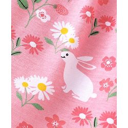 Babyhug 100% Cotton Knit Frill Sleeve Top With Floral Print - Pink