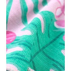 Babyhug 100% Cotton Knit Sleeveless Cropped Top With Frill Detailing & Tropical Print - Pink