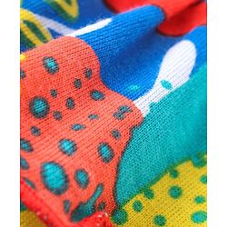 Babyhug Cotton Knit Sleeveless Tropical Printed Top with Frill Detailing - Multicolour