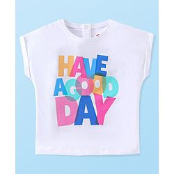 Babyhug 100% Cotton Knit Half Sleeves T-Shirt With Text Graphics - Blue