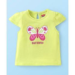 Babyhug 100% Cotton Cap Sleeves Top With Butterfly & Floral Graphics Pack of 5 - Multicolour