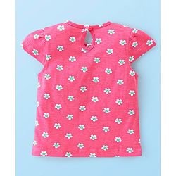 Babyhug 100% Cotton Cap Sleeves Top With Butterfly & Floral Graphics Pack of 5 - Multicolour