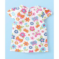 Babyhug 100% Cotton Cap Sleeves Top With Butterfly & Floral Graphics Pack of 5 - Multicolour