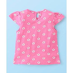 Babyhug 100% Cotton Cap Sleeves Top With Butterfly & Floral Graphics Pack of 5 - Multicolour