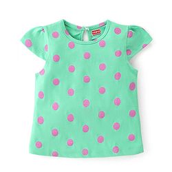 Babyhug Cotton Knit Cap Sleeves Floral & Text Printed T-Shirts Pack of 3 - Pink Green & Navy Blue