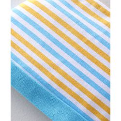 Babyhug 100% Cotton Knit Cap Mittens & Booties  Stripe Print- Blue