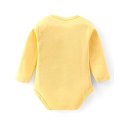 Babyhug 100% Cotton Knit Full Sleeves Onesie with Diaper Pant Cap Mittens & Booties Truck Print - Yellow & Blue