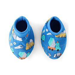 Babyhug 100% Cotton Knit Full Sleeves Onesie with Diaper Pant Cap Mittens & Booties Truck Print - Yellow & Blue