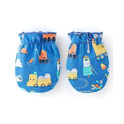 Babyhug 100% Cotton Knit Full Sleeves Onesie with Diaper Pant Cap Mittens & Booties Truck Print - Yellow & Blue