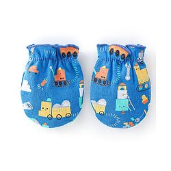 Babyhug 100% Cotton Knit Full Sleeves Onesie with Diaper Pant Cap Mittens & Booties Truck Print - Yellow & Blue