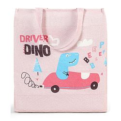 Babyhug Canvas Rectangular Storage Bag with Driver Dino Print- Pink