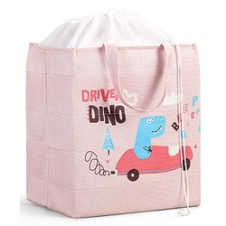 Babyhug Canvas Rectangular Storage Bag with Driver Dino Print- Pink