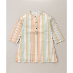 Babyhug Cotton Full Sleeves Striped Kurta with Pyjama Set - Pink & Blue