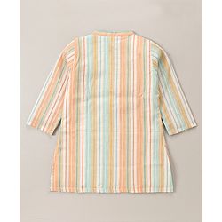 Babyhug Cotton Full Sleeves Striped Kurta with Pyjama Set - Pink & Blue