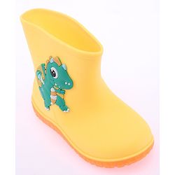 Cute Walk by Babyhug Gumboots with Dino Applique -Yellow