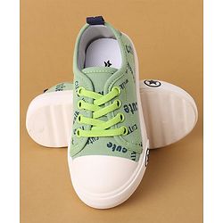 Cute Walk by Babyhug Lace Up Casual Canvas Shoes Text Print - Green