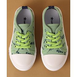 Cute Walk by Babyhug Lace Up Casual Canvas Shoes Text Print - Green