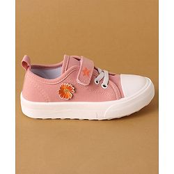 Cute Walk by Babyhug Casual Shoes with Velcro Closure Flower Applique - Pink