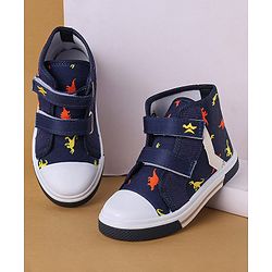 Cute Walk by Babyhug Casual Shoes With Velcro Closure Dino Print - Navy Blue