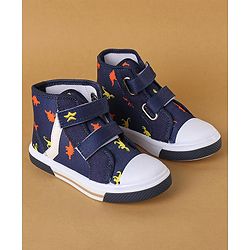 Cute Walk by Babyhug Casual Shoes With Velcro Closure Dino Print - Navy Blue
