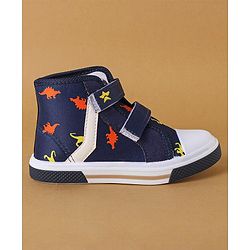 Cute Walk by Babyhug Casual Shoes With Velcro Closure Dino Print - Navy Blue