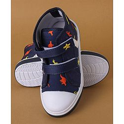 Cute Walk by Babyhug Casual Shoes With Velcro Closure Dino Print - Navy Blue