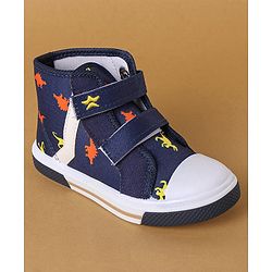 Cute Walk by Babyhug Casual Shoes With Velcro Closure Dino Print - Navy Blue