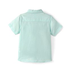 Babyhug Cotton Linen Woven Half Sleeves Solid Color Shirt - Mint Green