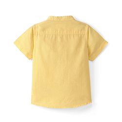 Babyhug Cotton Linen Half Sleeves Kurta Style Mandarin Neck Shirt - Yellow