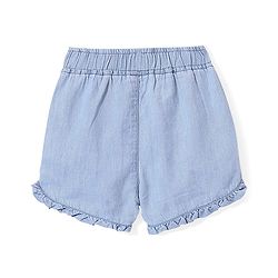 Babyhug 100% Cotton With Stretch Washed Denim Shorts With Text Embroidery - Blue