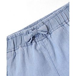 Babyhug 100% Cotton With Stretch Washed Denim Shorts With Text Embroidery - Blue
