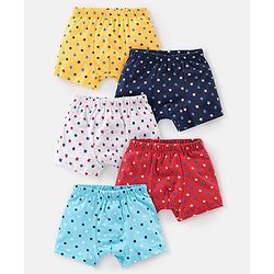 Babyhug 100% Cotton Stars Printed Trunks Pack of 5 - Multicolour