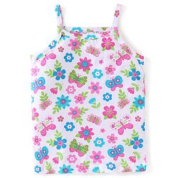 Babyhug 100% Cotton Knit Sleeveless Slips with Floral & Butterfly Print Pack of 3 - Multicolor