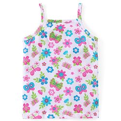 Babyhug 100% Cotton Knit Sleeveless Slips with Floral & Butterfly Print Pack of 3 - Multicolor